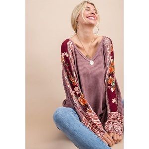 LAST ONE 🌟 Mulberry LS Top with Floral Detail 💕